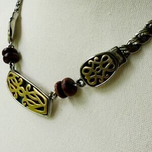 Vintage 20" Twisted Rope Chain Necklace w/Gold-Toned Pendants & Beaded Accents